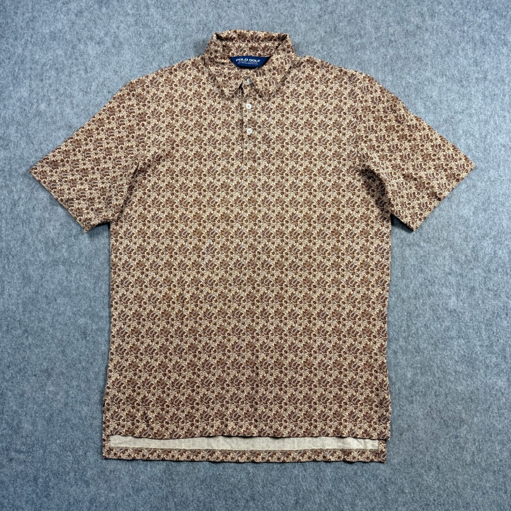 Polo Golf Ralph Lauren Men's M Brown Paisley Pima Cotton Polo Shirt